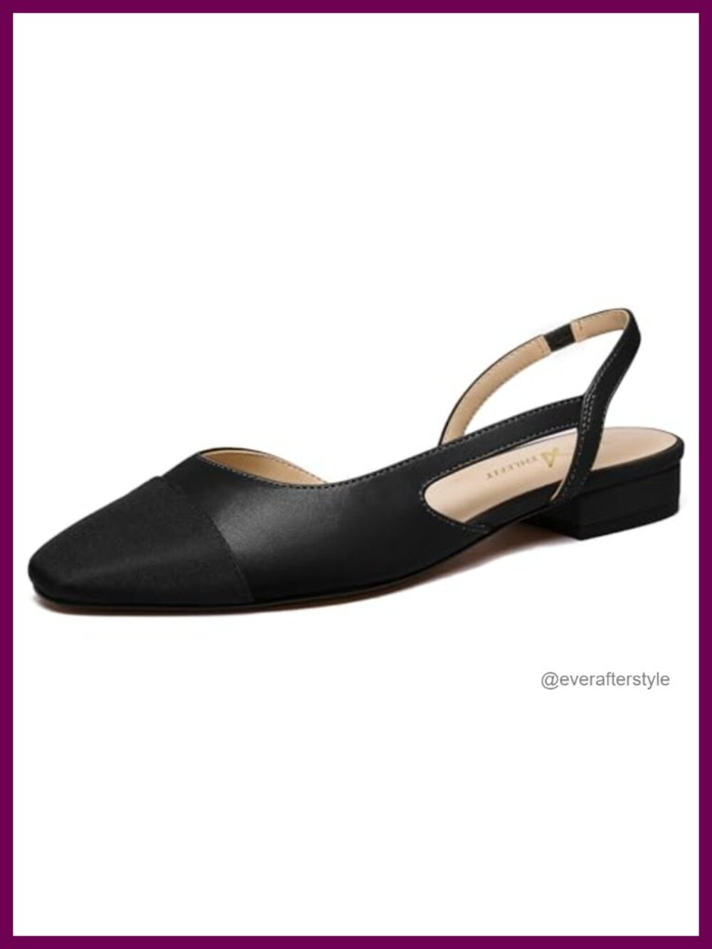 Slingback Flats Square Toe Ballet Work Dress Shoes Faux Leather